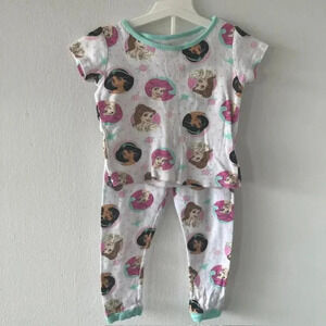 2 PC Girls Size 3T Disney Princess Cotton Pajama Set - Ariel, Belle, Jasmine